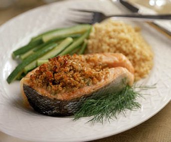 Baked Salmon with Peppercorn Crust