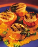 Scallops on Skewers with Carrot Sauce BBQ recipe